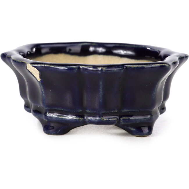 Mokko blaue Bonsaischale von Shozan - 87 x 70 x 30 mm