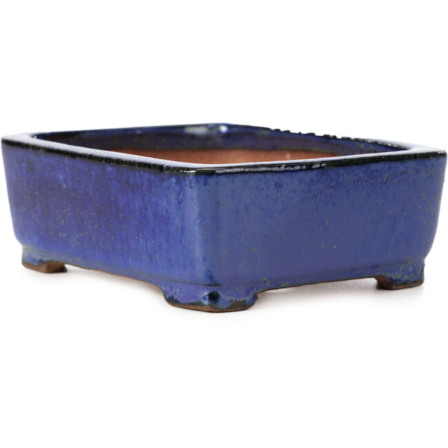 Maceta de bonsái rectangular azul y verde de Shibakatsu - 129 x 103 x 43 mm