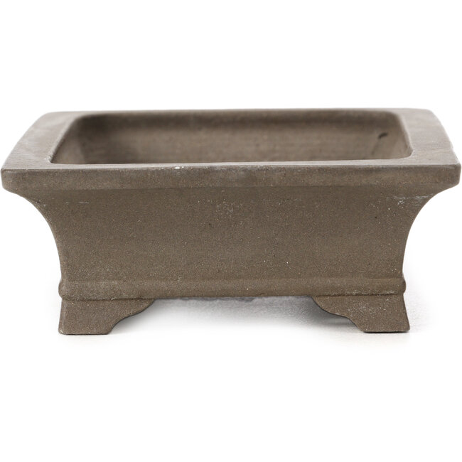 Maceta de bonsái rectangular sin esmaltar de Shibakatsu - 133 x 100 x 36 mm