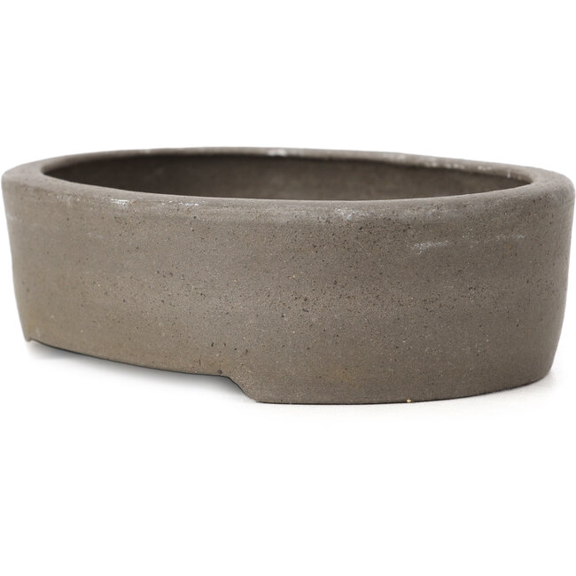 Ovale ongeglazuurde bonsaipot van Wabashi - 121 x 96 x 35 mm