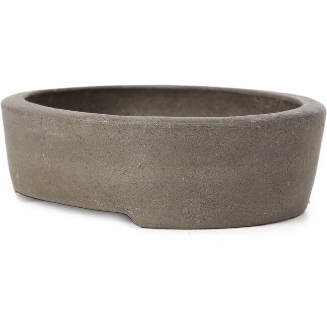 Ovale unglasierte Bonsaischale von Wabashi - 124 x 97 x 37 mm