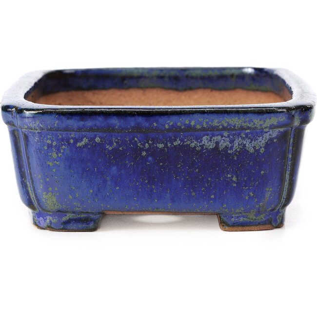 Vaso per bonsai rettangolare blu e verde di Shibakatsu - 146 x 111 x 45 mm