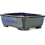 Rectangular blue and green bonsai pot by Shibakatsu - 146 x 111 x 45 mm