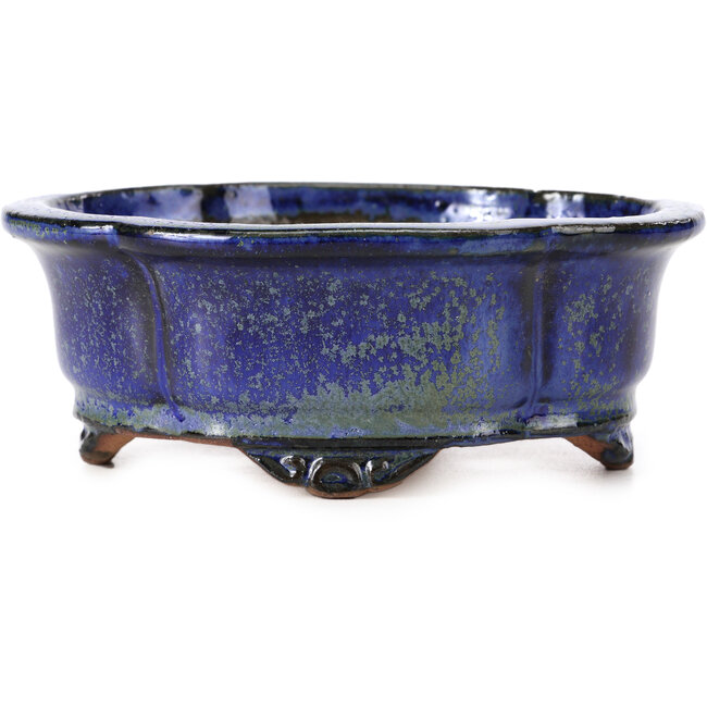 Maceta de bonsái Mokko azul y verde de Shibakatsu - 129 x 103 x 50 mm