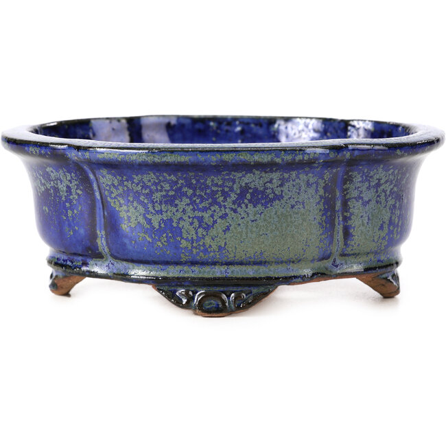 Mokko blue and green bonsai pot by Shibakatsu - 129 x 103 x 50 mm