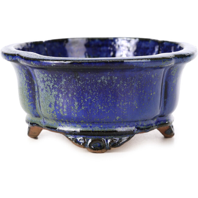 Maceta de bonsái Mokko azul y verde de Shibakatsu - 129 x 103 x 50 mm