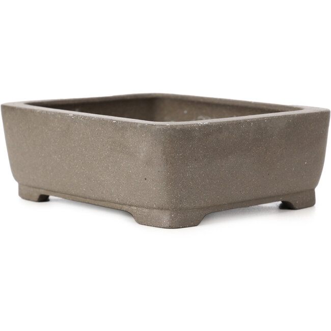 Maceta de bonsái rectangular sin esmaltar de Shibakatsu - 125 x 100 x 42 mm