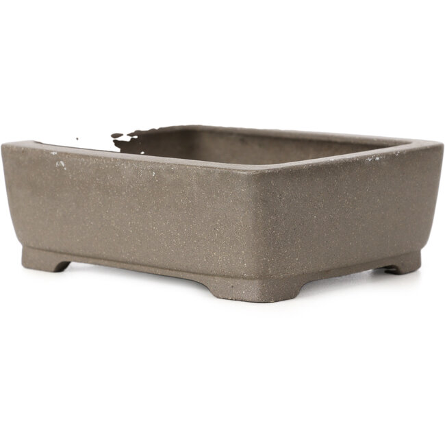 Rechthoekige ongeglazuurde bonsaipot van Shibakatsu - 125 x 100 x 42 mm