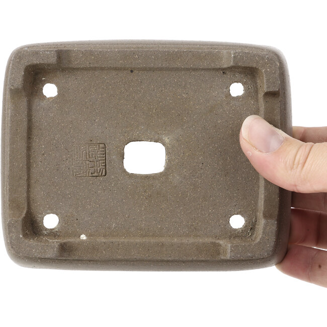 Maceta de bonsái rectangular sin esmaltar de Shibakatsu - 125 x 100 x 42 mm