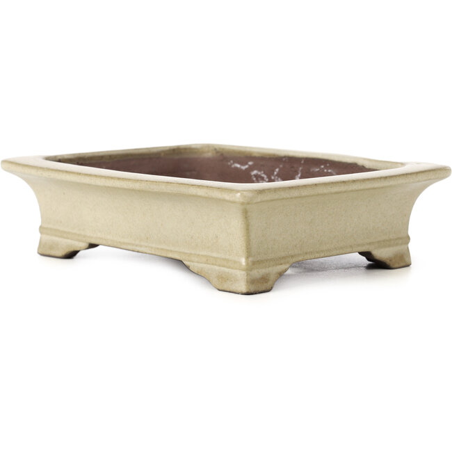 Rectangular beige bonsai pot by Shibakatsu - 160 x 120 x 41 mm