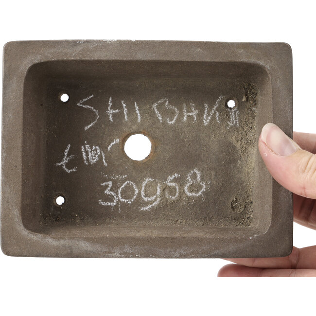 Rechthoekige ongeglazuurde bonsaipot van Shibakatsu - 133 x 100 x 36 mm
