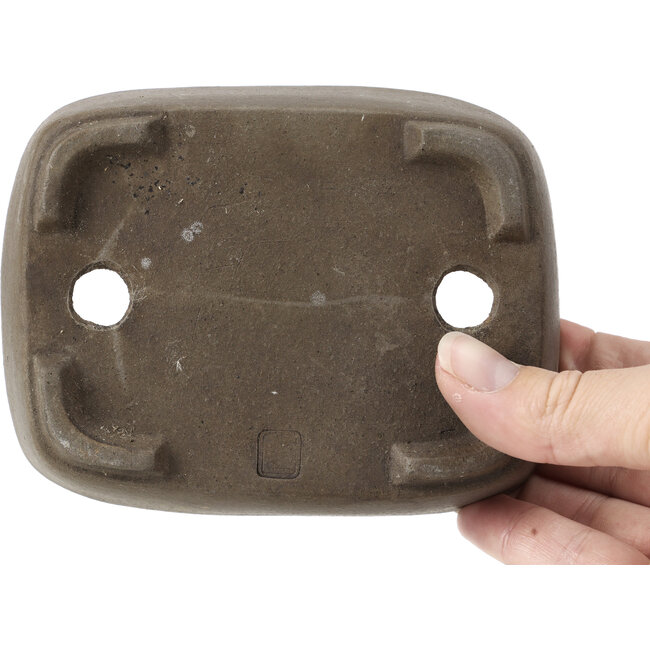 Rectangular unglazed bonsai pot by Wabashi - 128 x 100 x 40 mm