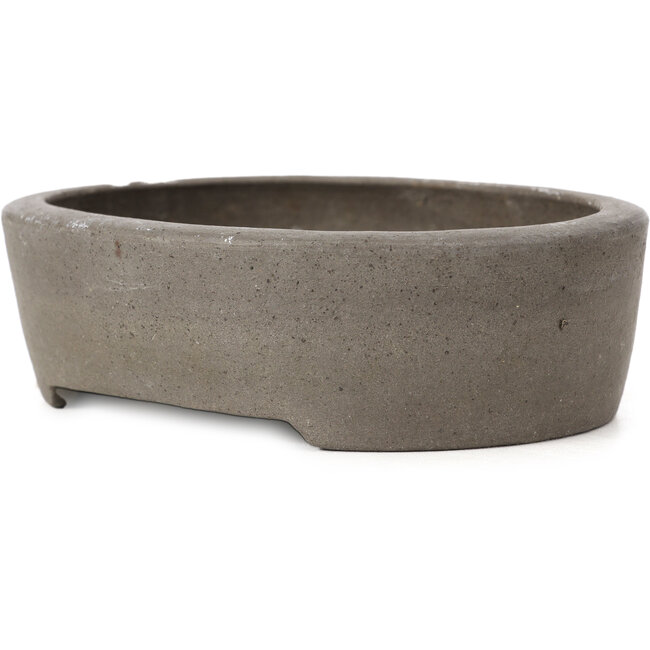 Ovale ongeglazuurde bonsaipot van Wabashi - 124 x 97 x 37 mm