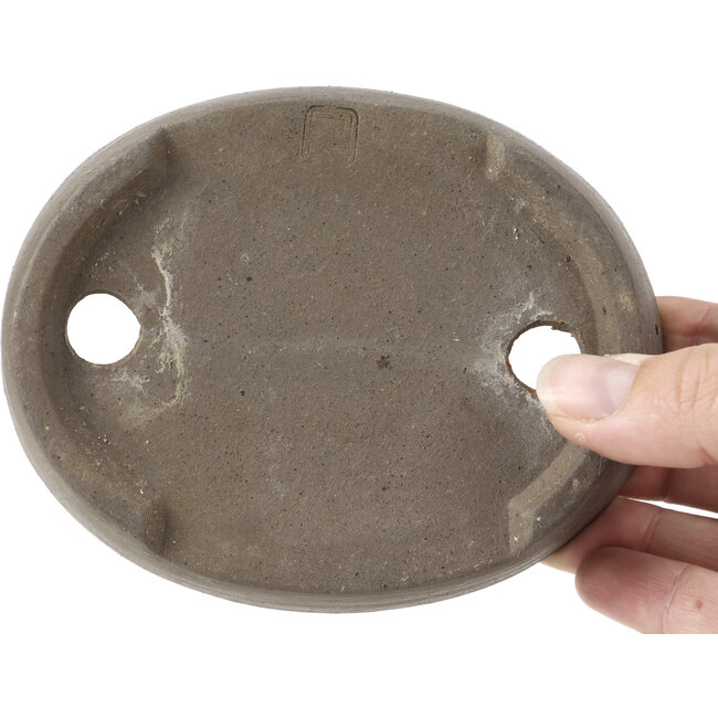 Ovale ongeglazuurde bonsaipot van Wabashi - 124 x 97 x 37 mm