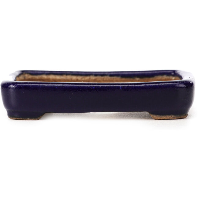 Rectangular blue bonsai pot by Hattori - 87 x 65 x 16 mm