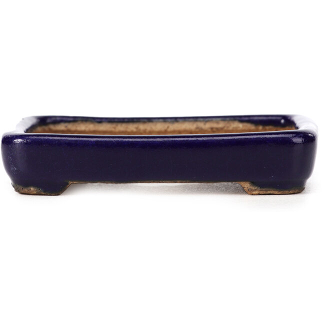Rectangular blue bonsai pot by Hattori - 87 x 65 x 16 mm