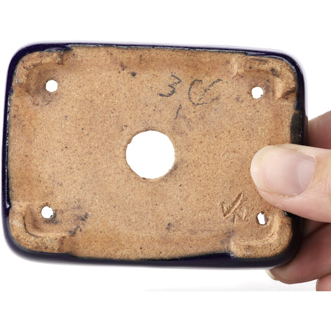 Rechteckige blaue Bonsaischale von Hattori - 87 x 65 x 16 mm