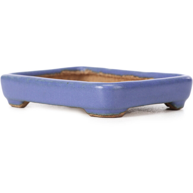 Rectangular blue bonsai pot by Hattori - 87 x 65 x 16 mm