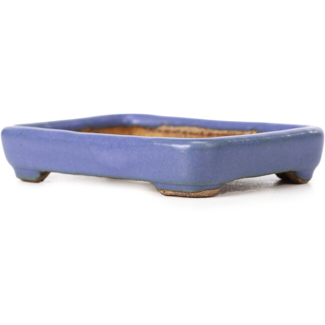Rectangular blue bonsai pot by Hattori - 87 x 65 x 16 mm