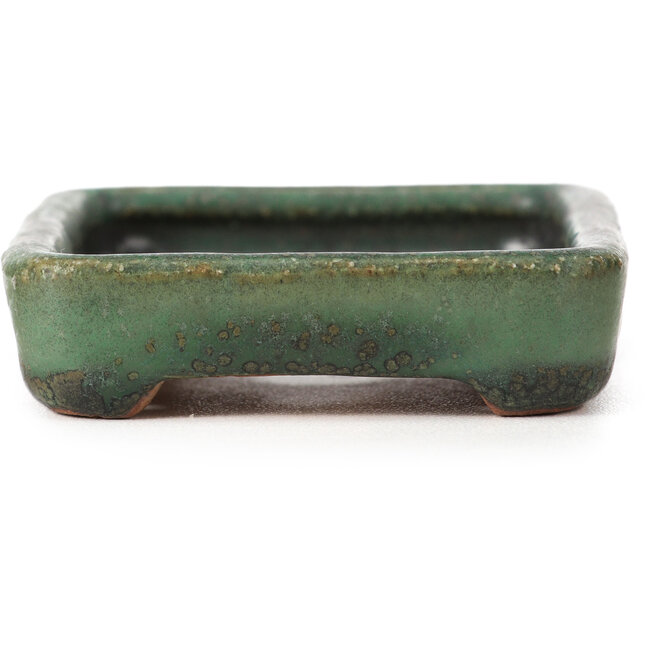 Pot à bonsaï vert rectangulaire par Hattori - 87 x 65 x 16 mm