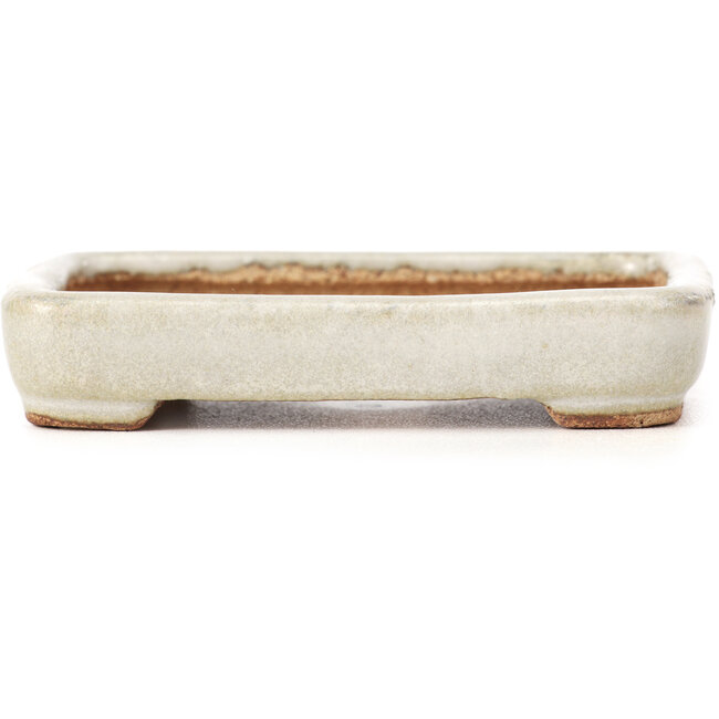 Rectangular beige bonsai pot by Hattori - 87 x 65 x 16 mm