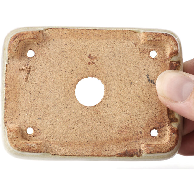 Rechteckige beige Bonsaischale von Hattori - 87 x 65 x 16 mm