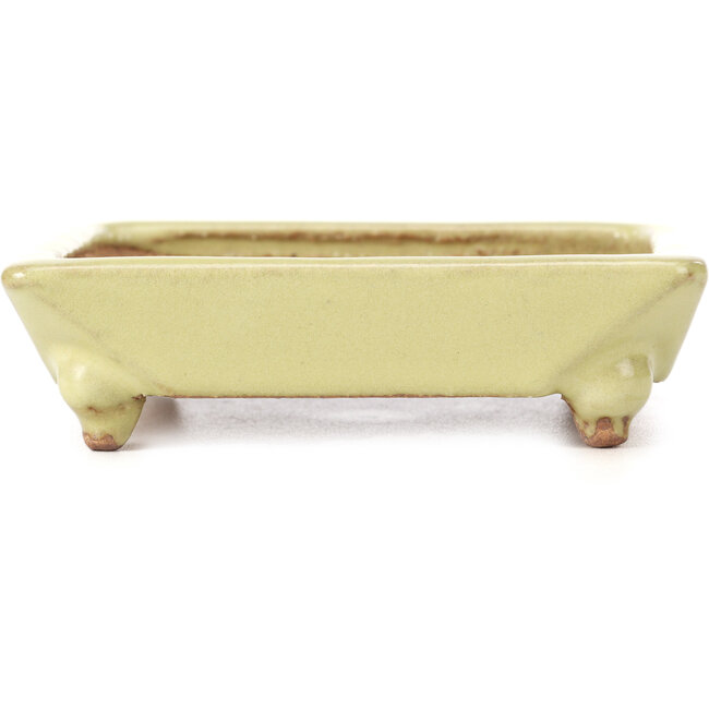 Vaso per bonsai quadrato giallo di Hattori - 108 x 108 x 30 mm