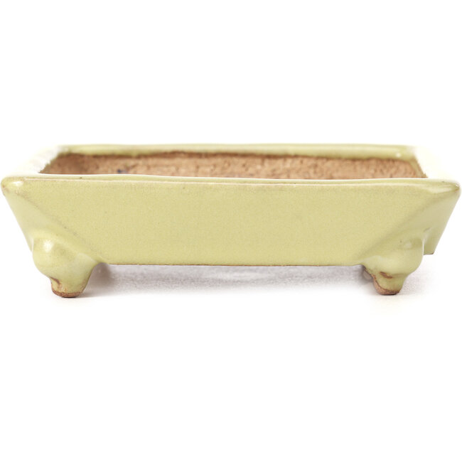 Vaso per bonsai quadrato giallo di Hattori - 108 x 108 x 30 mm