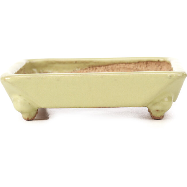 Quadratische gelbe Bonsaischale von Hattori - 108 x 108 x 30 mm