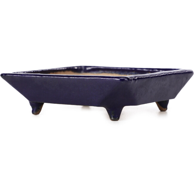 Pot à bonsaï carré bleu par Hattori - 108 x 108 x 30 mm