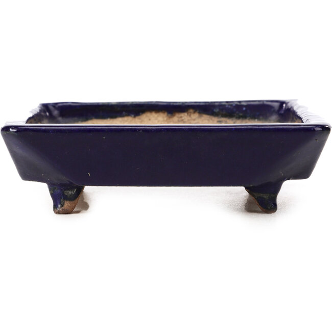 Square blue bonsai pot by Hattori - 108 x 108 x 30 mm