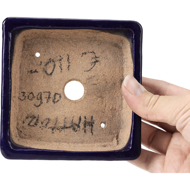 Maceta de bonsái cuadrada azul de Hattori - 108 x 108 x 30 mm