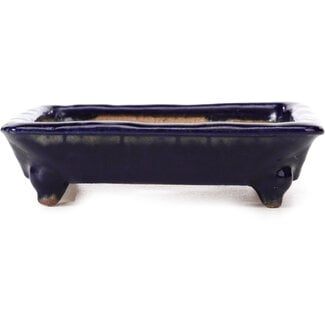 Hattori Tomoyuki 115 mm square blue bonsai pot by Hattori, Tokoname, Japan