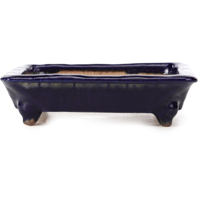 Square blue bonsai pot by Hattori - 115 x 115 x 30 mm