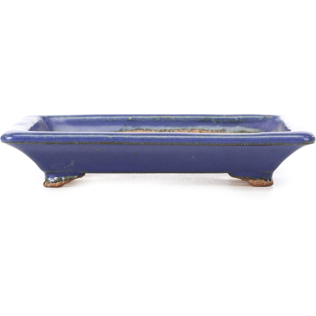 Rectangular blue bonsai pot by Hattori - 126 x 100 x 23 mm