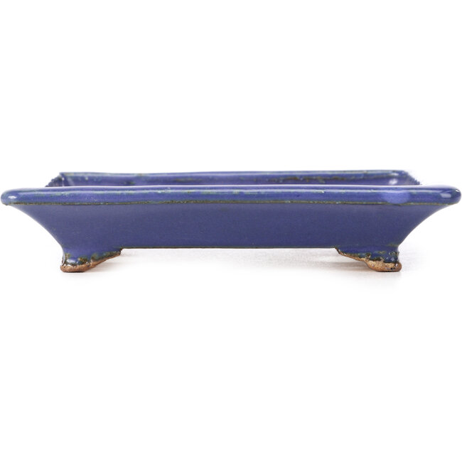 Pot à bonsaï rectangulaire bleu par Hattori - 126 x 100 x 23 mm