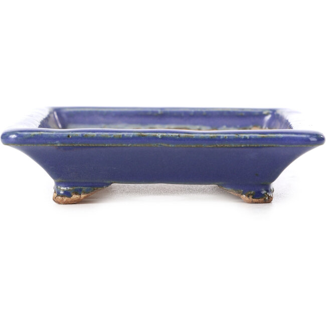 Rechteckige blaue Bonsaischale von Hattori - 126 x 100 x 23 mm