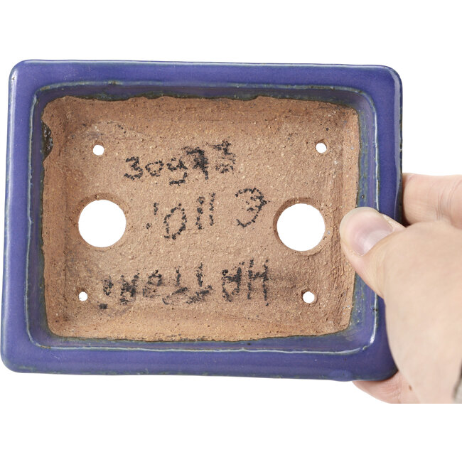 Vaso per bonsai rettangolare blu di Hattori - 126 x 100 x 23 mm