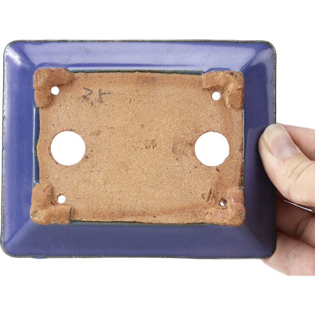 Vaso per bonsai rettangolare blu di Hattori - 126 x 100 x 23 mm