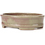 Oval red and beige bonsai pot by Hattori - 128 x 101 x 74 mm