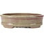 Oval red and beige bonsai pot by Hattori - 128 x 101 x 74 mm