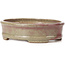 Oval red and beige bonsai pot by Hattori - 128 x 101 x 74 mm