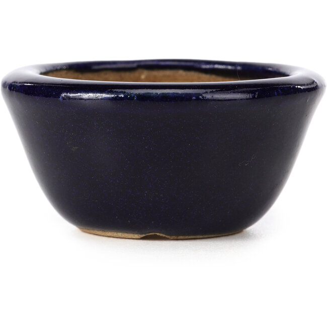 Runde blaue Bonsaischale von Hattori - 66 x 66 x 33 mm