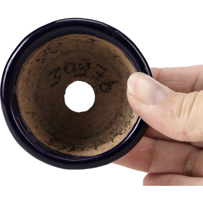 Pot à bonsaï rond bleu par Hattori - 63 x 63 x 38 mm