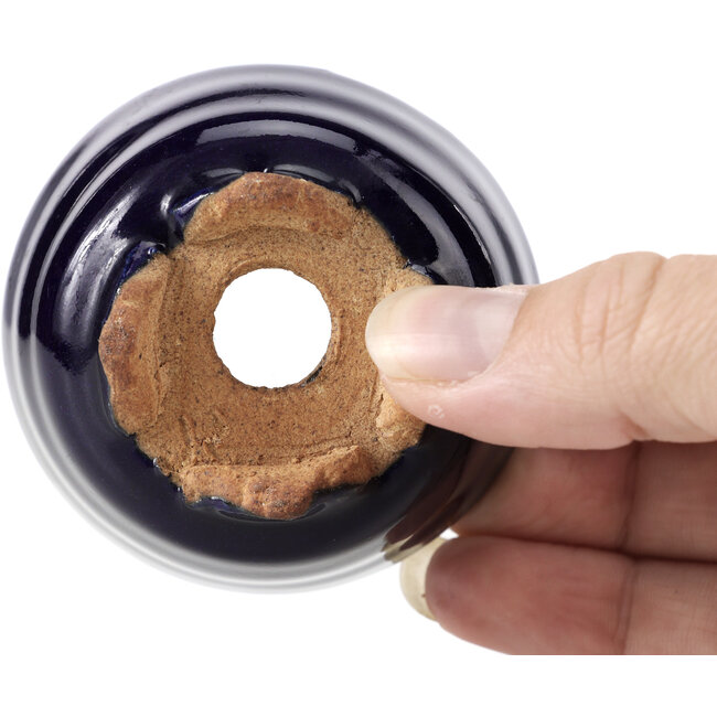 Pot à bonsaï rond bleu par Hattori - 63 x 63 x 38 mm