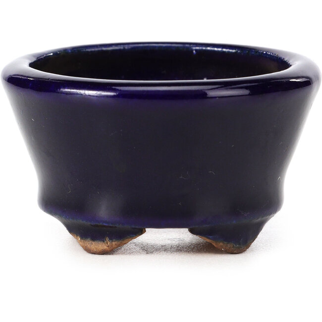 Round blue bonsai pot by Hattori - 64 x 64 x 36 mm