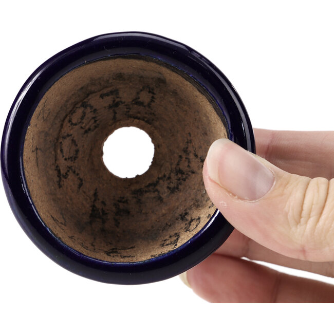 Pot à bonsaï rond bleu par Hattori - 64 x 64 x 36 mm