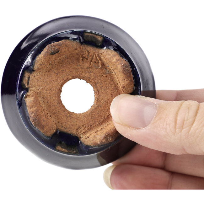 Pot à bonsaï rond bleu par Hattori - 64 x 64 x 36 mm
