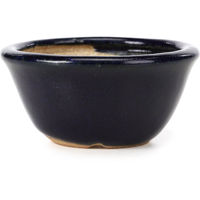 Runde blaue Bonsaischale von Hattori - 78 x 78 x 37 mm