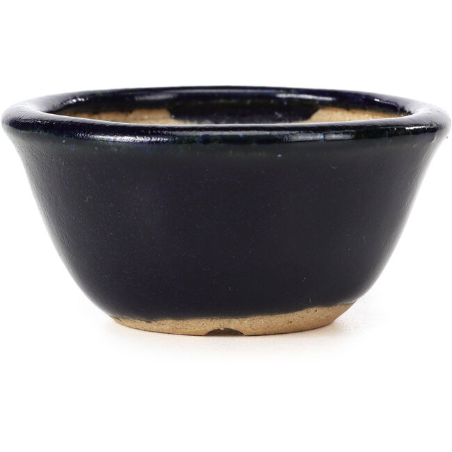 Ronde blauwe bonsaipot van Hattori - 78 x 78 x 37 mm